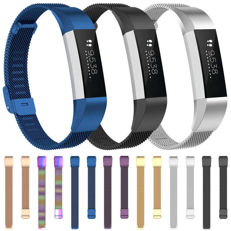 For Fitbit Alta / Alta HR / ACE Watch Button Mesh Metal Replacement Strap Watchband, Size:S(Color...