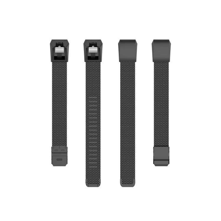 For Fitbit Alta / Alta HR / ACE Watch Button Mesh Metal Replacement Strap Watchband, Size:L(Black)