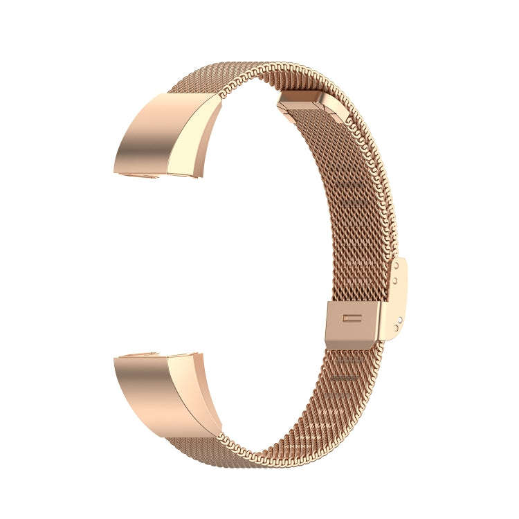 For Fitbit Alta / Alta HR / ACE Watch Button Mesh Metal Replacement Strap Watchband, Size:L(Rose ...