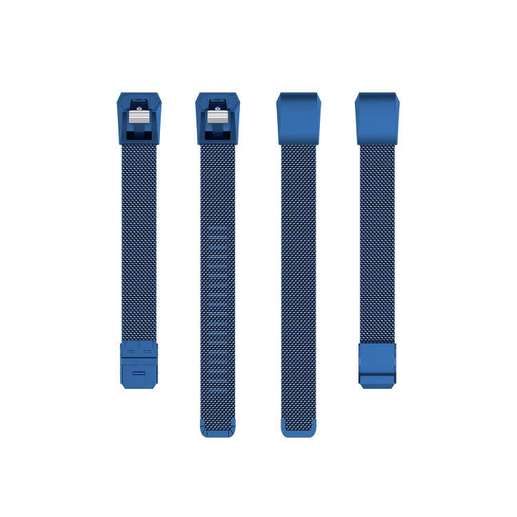 For Fitbit Alta / Alta HR / ACE Watch Button Mesh Metal Replacement Strap Watchband, Size:L(Dark ...