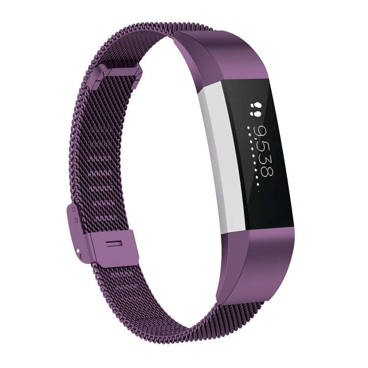 For Fitbit Alta / Alta HR / ACE Watch Button Mesh Metal Replacement Strap Watchband, Size:L(Dark ...