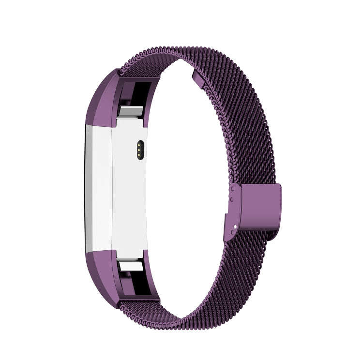 For Fitbit Alta / Alta HR / ACE Watch Button Mesh Metal Replacement Strap Watchband, Size:L(Dark ...