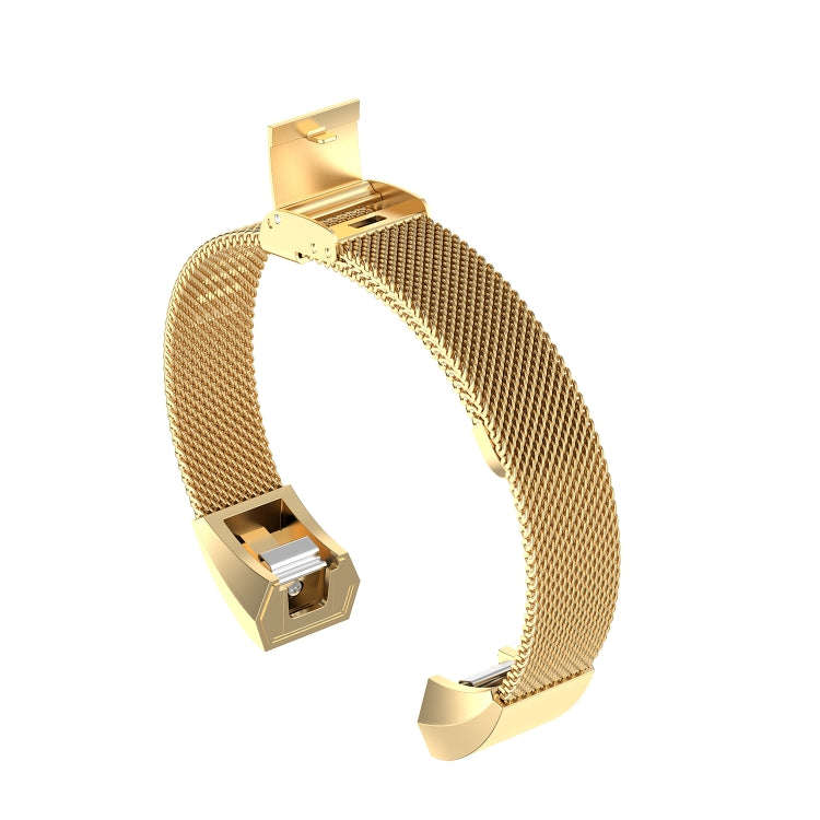 For Fitbit Alta / Alta HR / ACE Watch Button Mesh Metal Replacement Strap Watchband, Size:L(Gold)