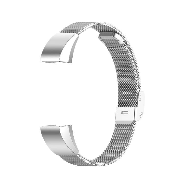 For Fitbit Alta / Alta HR / ACE Watch Button Mesh Metal Replacement Strap Watchband, Size:L(Silver)