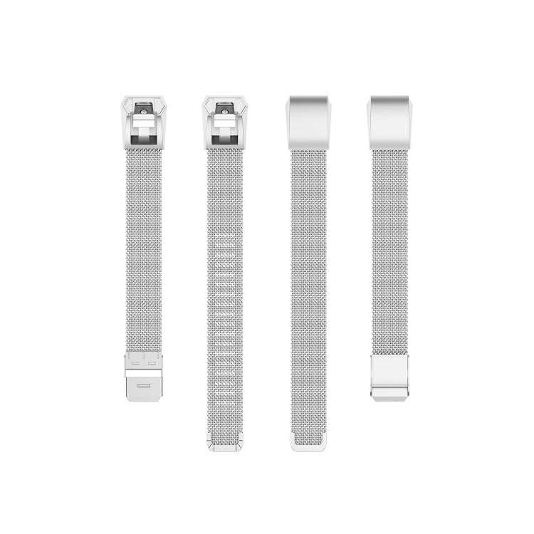 For Fitbit Alta / Alta HR / ACE Watch Button Mesh Metal Replacement Strap Watchband, Size:L(Silver)