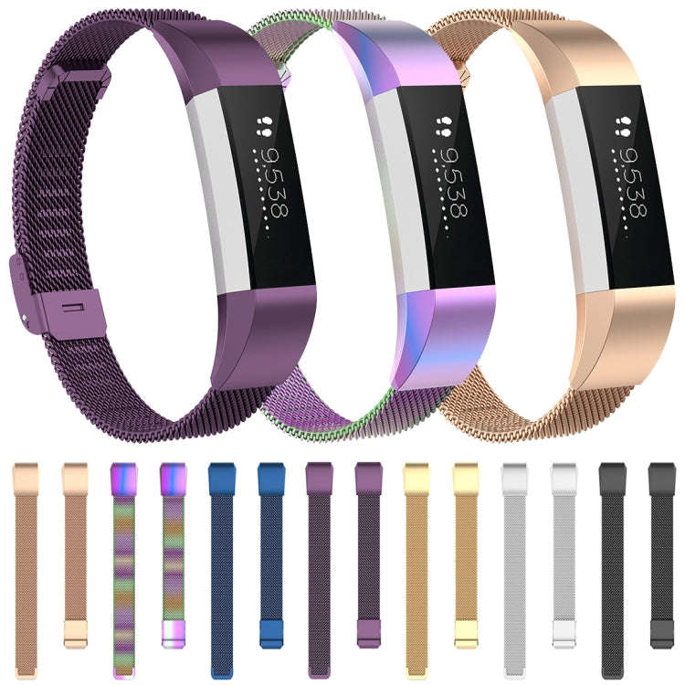 For Fitbit Alta / Alta HR / ACE Watch Button Mesh Metal Replacement Strap Watchband, Size:L(Color...