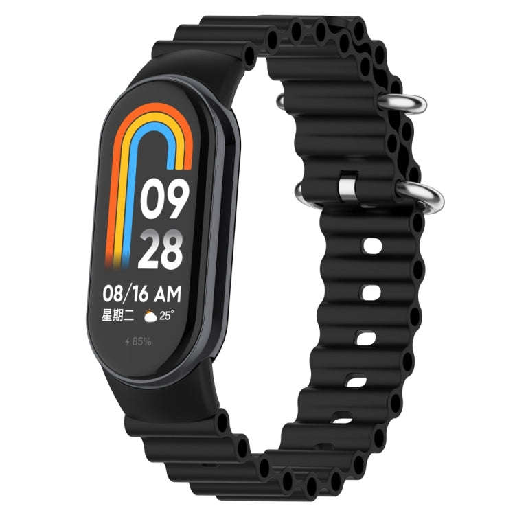 For Xiaomi Mi Band 8 Ocean Silicone Watch Band(Black)