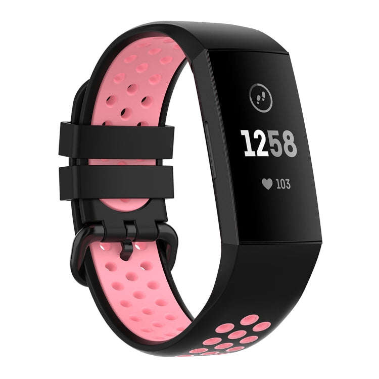 For Fitbit Charge 4 / Charge 3 / Charge 3 SE Watch Button Two Colors Silicone Replacement Strap W...