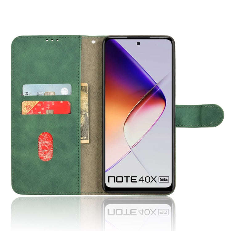 For Infinix Note 40X 5G Skin Feel Magnetic Flip Leather Phone Case(Green)