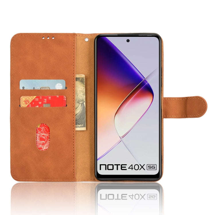 For Infinix Note 40X 5G Skin Feel Magnetic Flip Leather Phone Case(Brown)