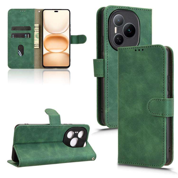 For Honor Power 5G Skin Feel Magnetic Flip Leather Phone Case(Green)