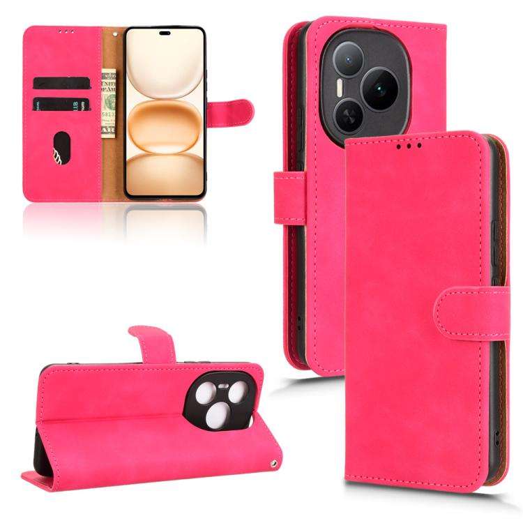 For Honor Power 5G Skin Feel Magnetic Flip Leather Phone Case(Rose Red)