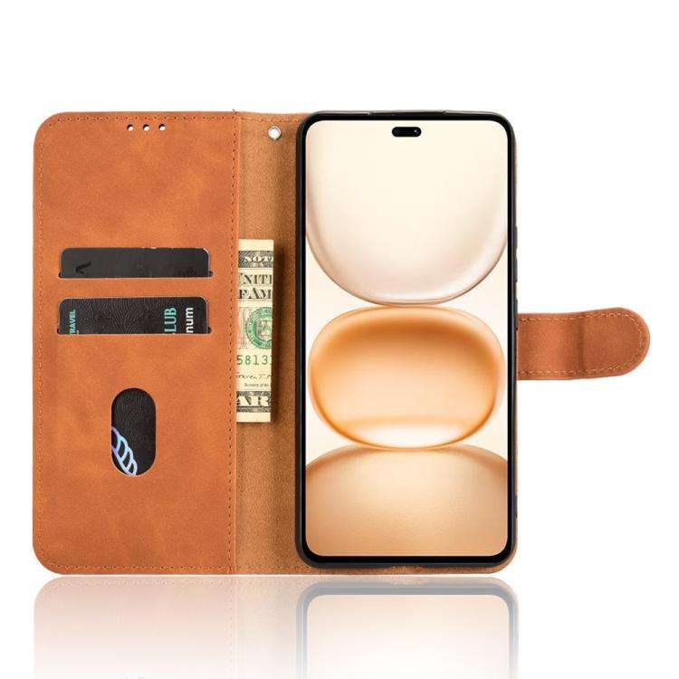 For Honor Power 5G Skin Feel Magnetic Flip Leather Phone Case(Brown)