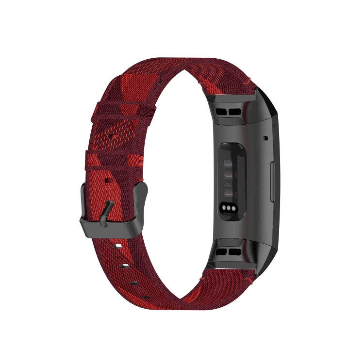 For Fitbit Charge 4 / Charge 3 / Charge 3 SE Stainless Steel Head Grain Nylon Denim Replacement S...