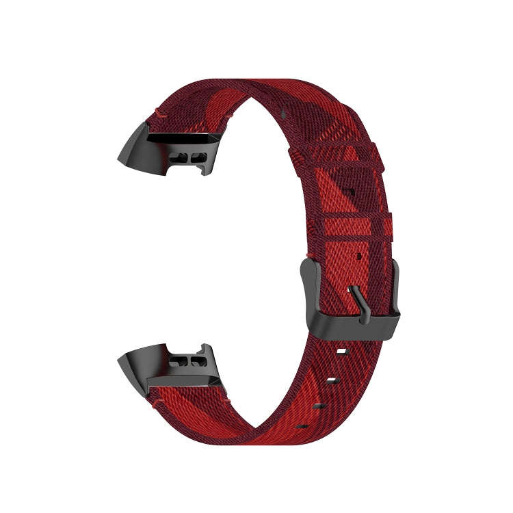 For Fitbit Charge 4 / Charge 3 / Charge 3 SE Stainless Steel Head Grain Nylon Denim Replacement S...