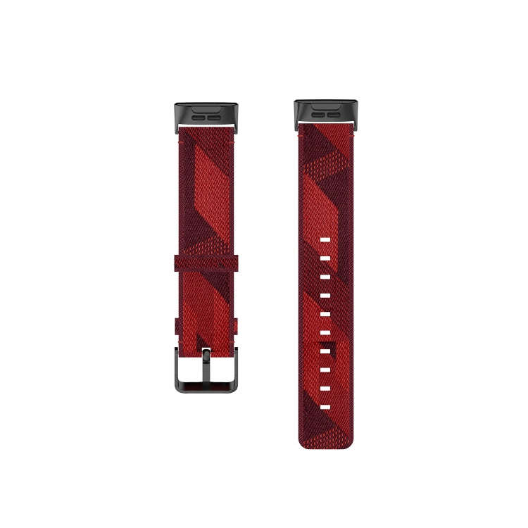 For Fitbit Charge 4 / Charge 3 / Charge 3 SE Stainless Steel Head Grain Nylon Denim Replacement S...