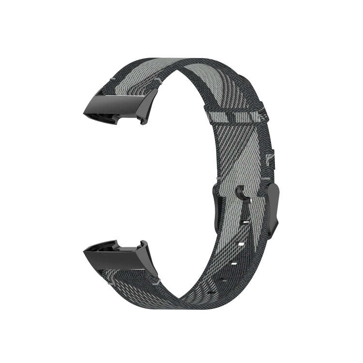 For Fitbit Charge 4 / Charge 3 / Charge 3 SE Stainless Steel Head Grain Nylon Denim Replacement S...