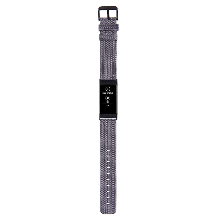 For Fitbit Charge 4 / Charge 3 / Charge 3 SE Stainless Steel Head Grain Nylon Denim Replacement S...
