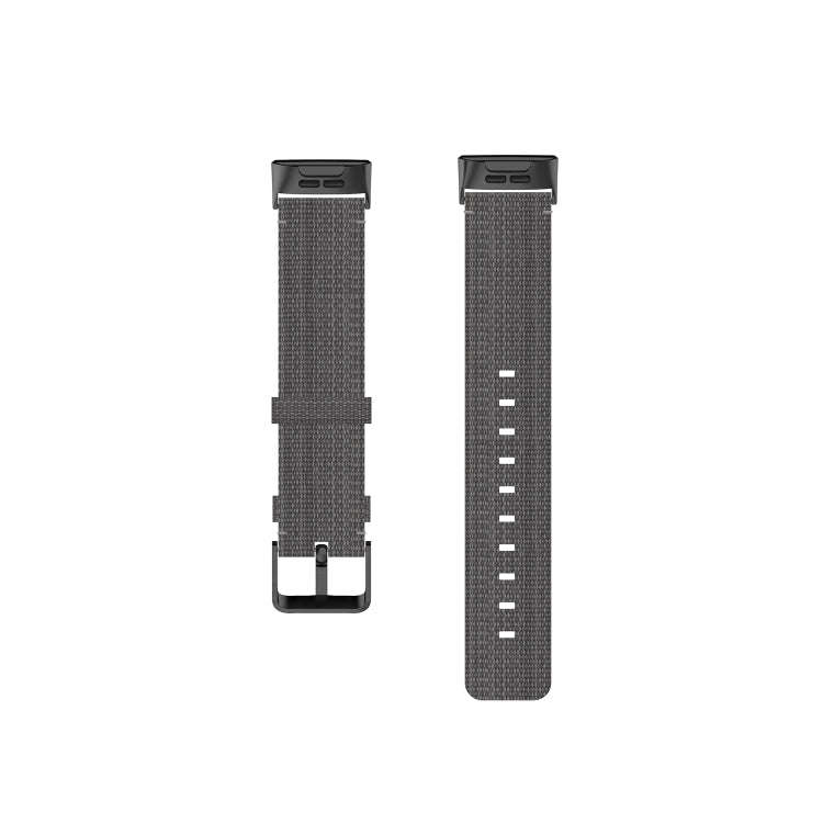 For Fitbit Charge 4 / Charge 3 / Charge 3 SE Stainless Steel Head Grain Nylon Denim Replacement S...