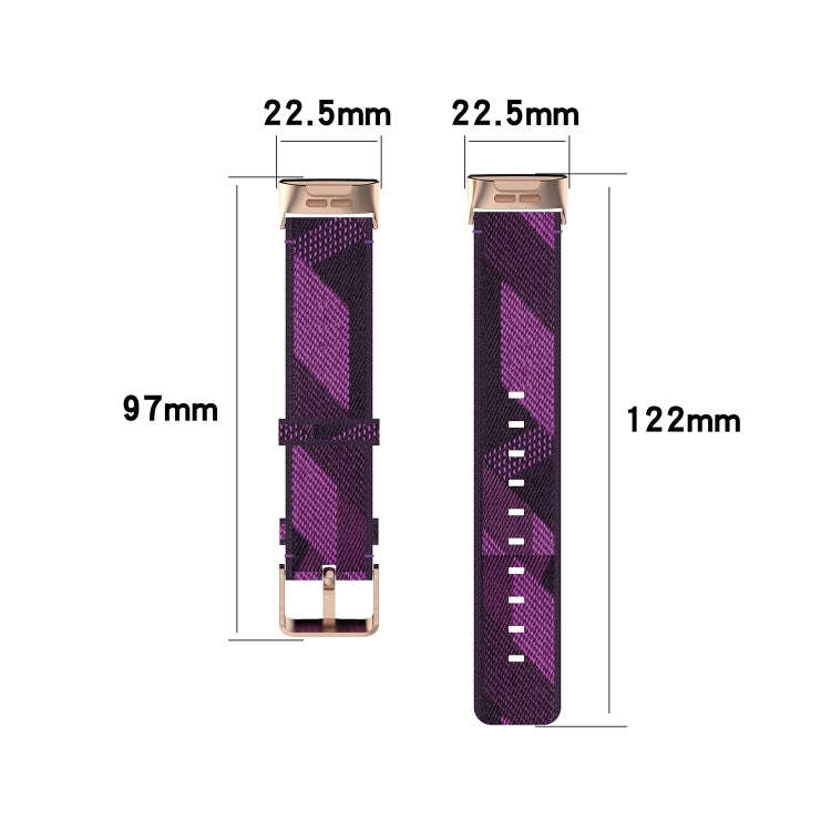 For Fitbit Charge 4 / Charge 3 / Charge 3 SE Stainless Steel Head Grain Nylon Denim Replacement S...