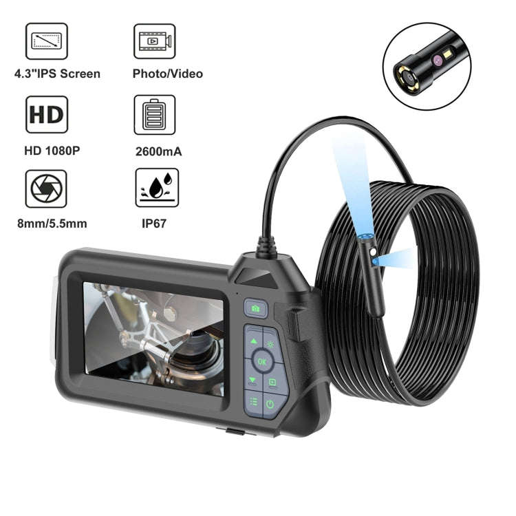 M60 4.3 inch Dual Camera with Screen Endoscope, Length:2m(5mm)