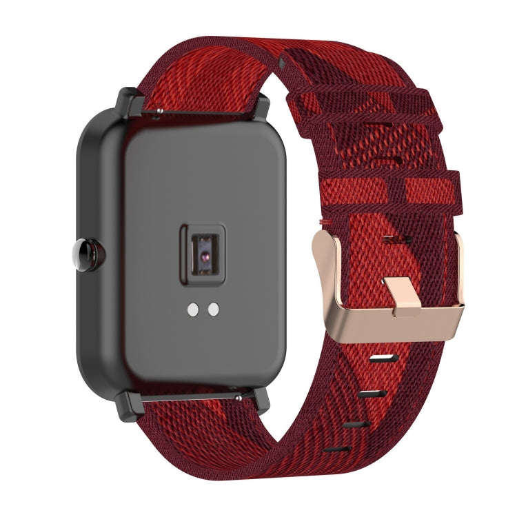 For Amazfit Bip Lite Version 1S / Bip S 20mm Nylon Denim Canvas Replacement Strap Watchband(Red S...