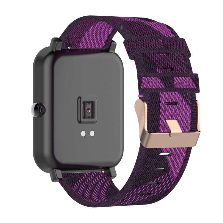 For Amazfit Bip Lite Version 1S / Bip S 20mm Nylon Denim Canvas Replacement Strap Watchband(Purpl...