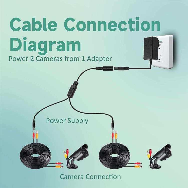 5.5 x 2.1mm 1 to 2 Female to Male Plug DC Power Splitter Adapter Power Cable, Cable Length: 30cm(...