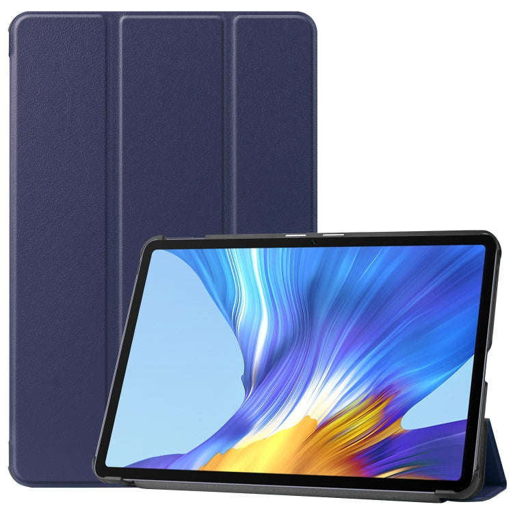 For Huawei MatePad 10.4 Custer Pattern Pure Color Tablet Horizontal Flip Leather Case with Three-...