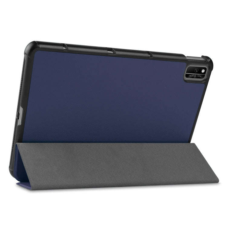 For Huawei MatePad 10.4 Custer Pattern Pure Color Tablet Horizontal Flip Leather Case with Three-...