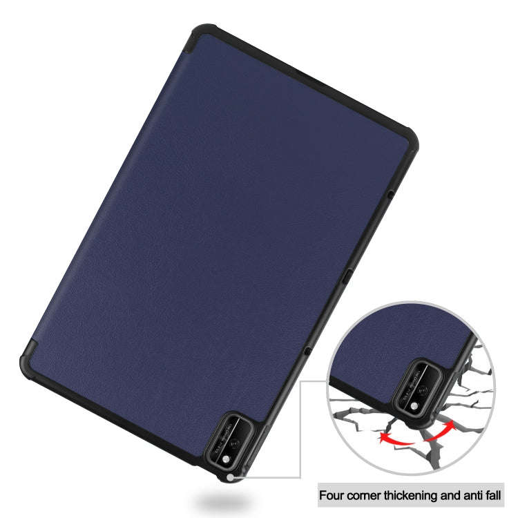 For Huawei MatePad 10.4 Custer Pattern Pure Color Tablet Horizontal Flip Leather Case with Three-...