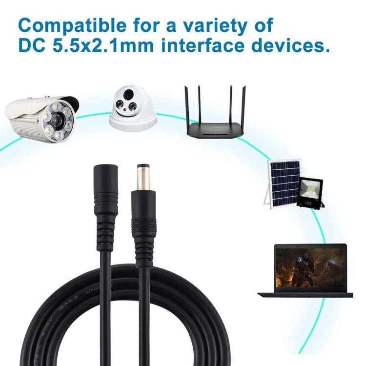 8A 5.5 x 2.1mm Female to Male DC Power Extension Cable(Black)