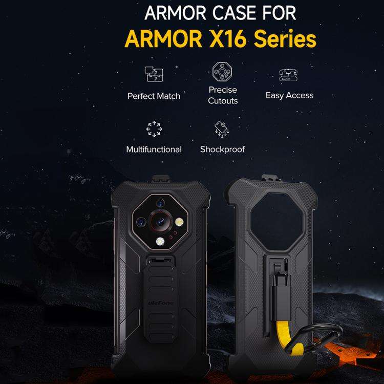For Ulefone Armor X16 / X16 Pro Ulefone Back Clip Phone Case with Carabiner(Black)