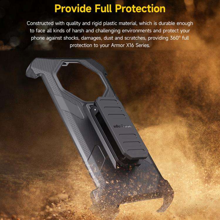 For Ulefone Armor X16 / X16 Pro Ulefone Back Clip Phone Case with Carabiner(Black)