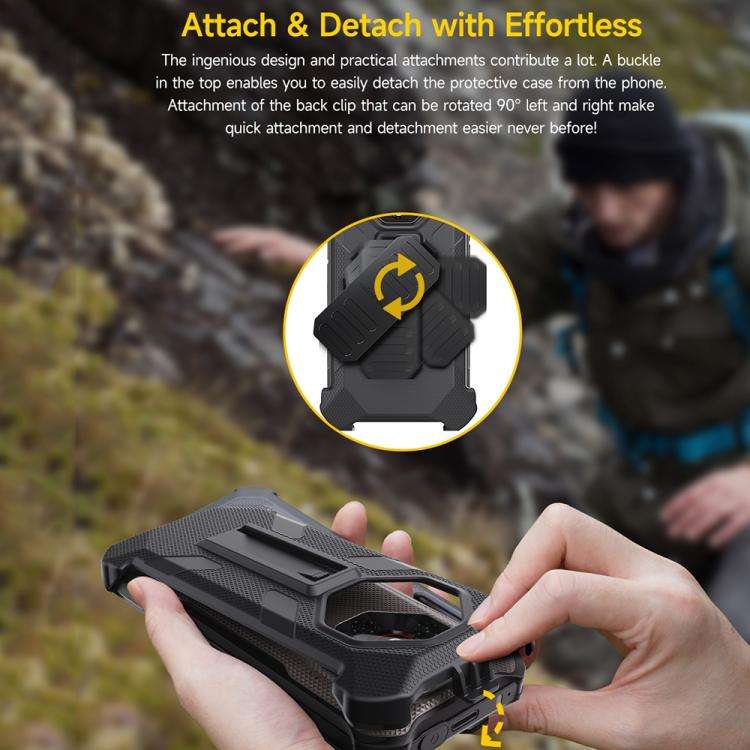 For Ulefone Armor X16 / X16 Pro Ulefone Back Clip Phone Case with Carabiner(Black)