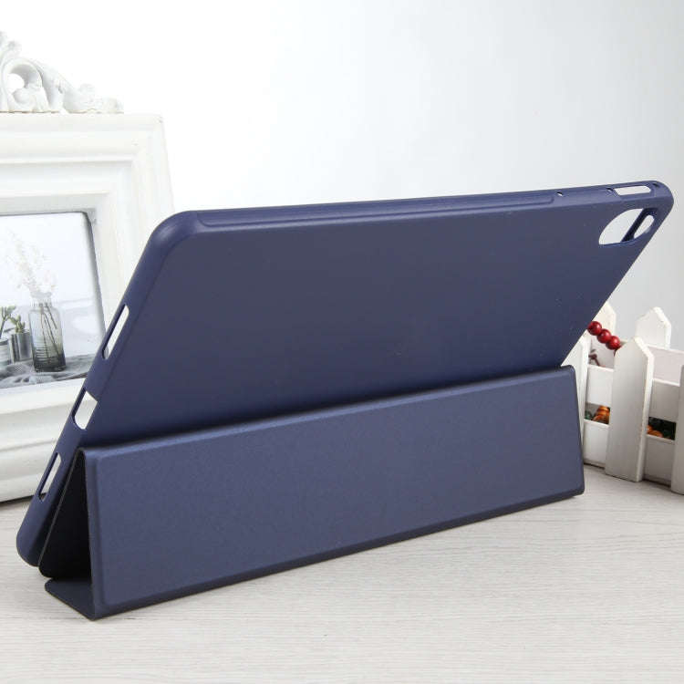 For Huawei MatePad 11 2023 GEBEI 3-folding Holder Shockproof Flip Leather Tablet Case(Dark Blue)