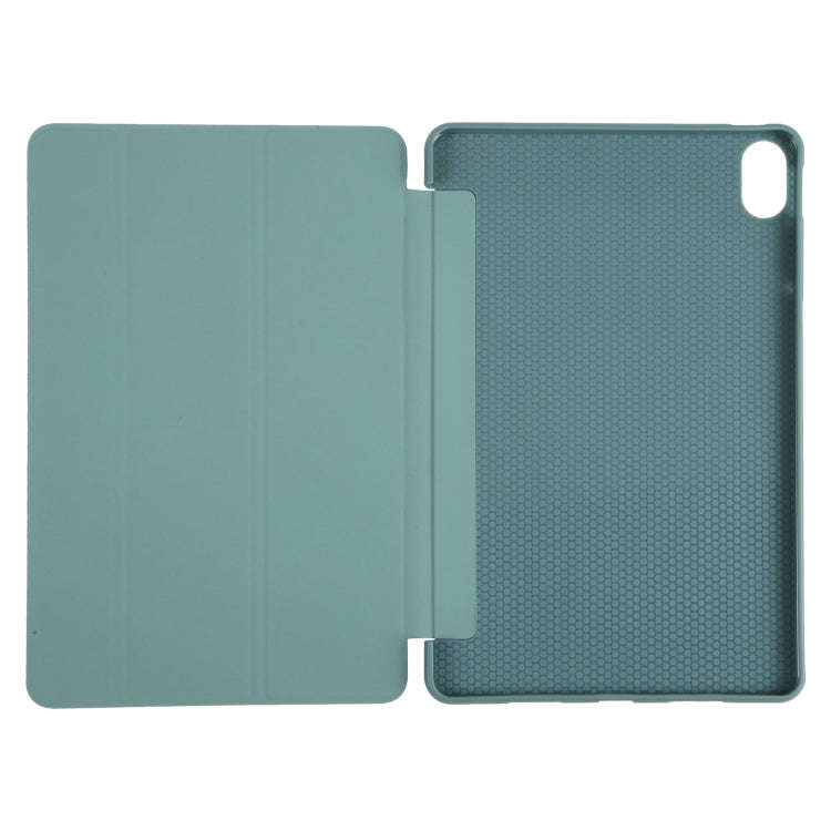 For Huawei MatePad 11 2023 GEBEI 3-folding Holder Shockproof Flip Leather Tablet Case(Dark Green)