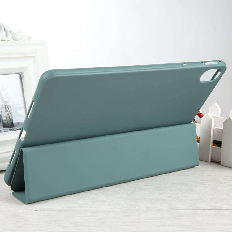 For Huawei MatePad 11 2023 GEBEI 3-folding Holder Shockproof Flip Leather Tablet Case(Dark Green)