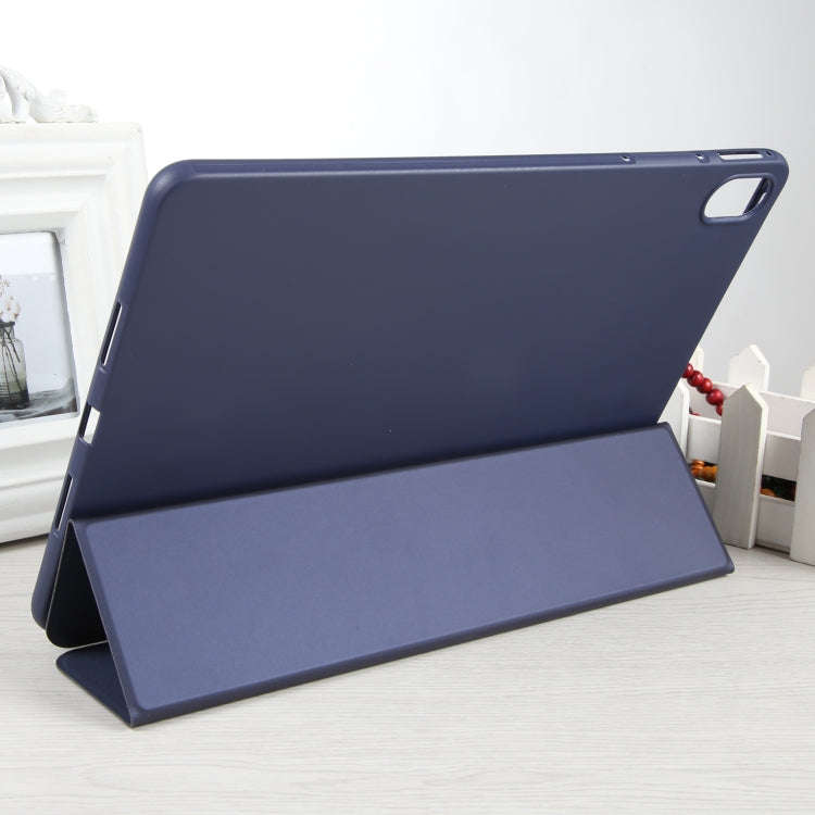 For Huawei MatePad Air 11.5 GEBEI 3-folding Holder Shockproof Flip Leather Tablet Case(Dark Blue)