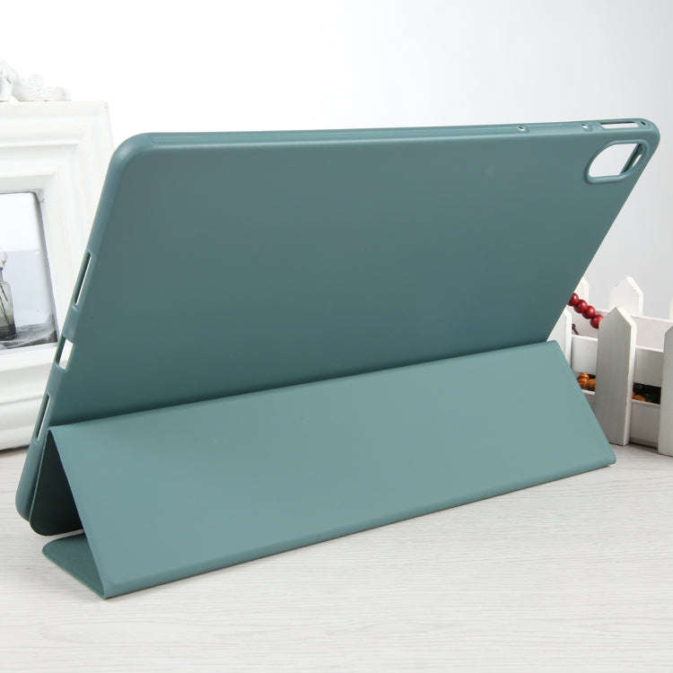 For Huawei MatePad Air 11.5 GEBEI 3-folding Holder Shockproof Flip Leather Tablet Case(Dark Green)