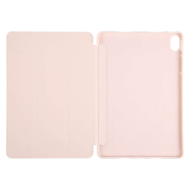 For Huawei MatePad SE 11 GEBEI 3-folding Holder Shockproof Flip Leather Tablet Case(Pink)