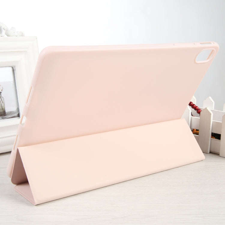 For Huawei MatePad SE 11 GEBEI 3-folding Holder Shockproof Flip Leather Tablet Case(Pink)