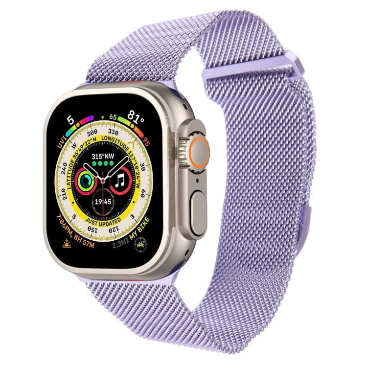 For Apple Watch 9 45mm Milanese Metal Magnetic Watch Band(Lavender Purple)