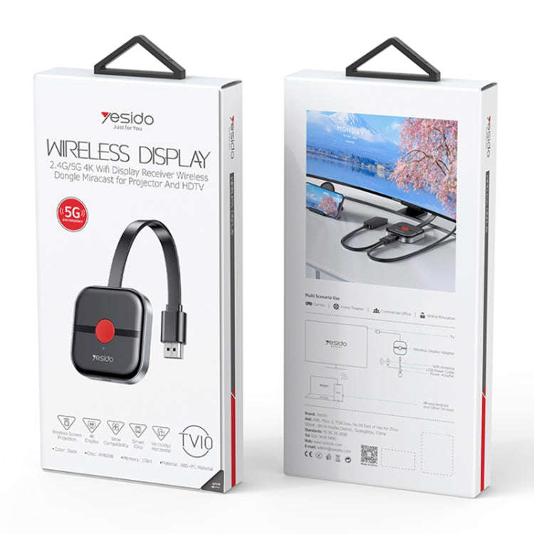 Yesido TV10 HD Wireless Screen Display Receiver, Specification:5G+4K(Black)