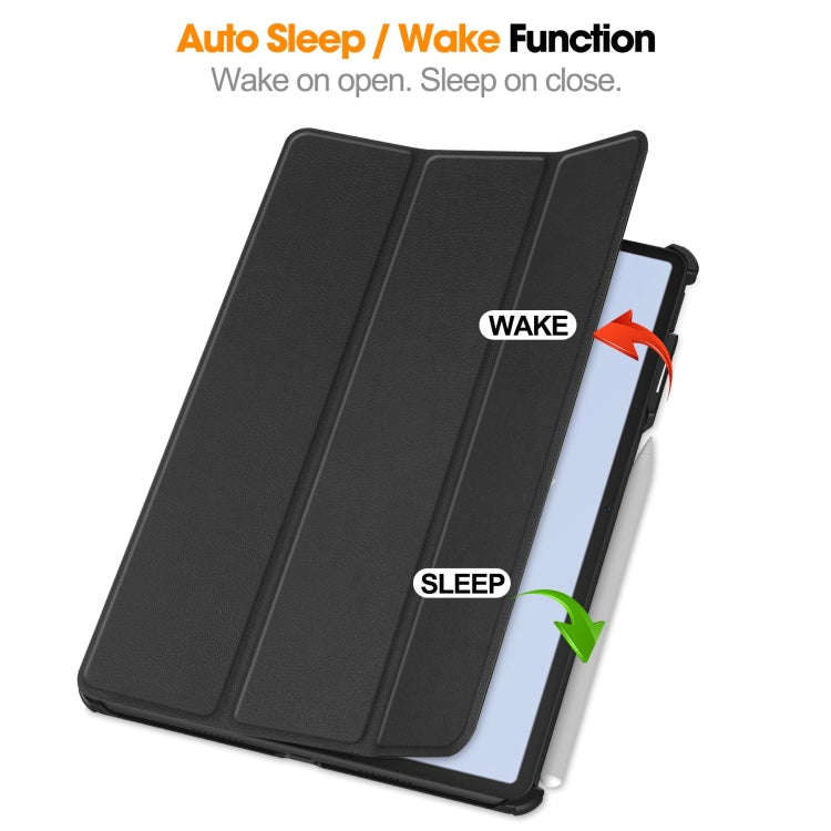 For Huawei Matepad Air Custer Pure Color 3-Fold Holder Smart Leather Tablet Case(Black)