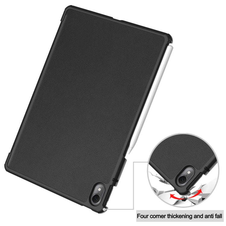 For Huawei Matepad Air Custer Pure Color 3-Fold Holder Smart Leather Tablet Case(Black)