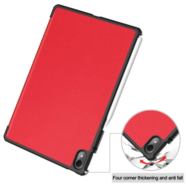 For Huawei Matepad Air Custer Pure Color 3-Fold Holder Smart Leather Tablet Case(Red)