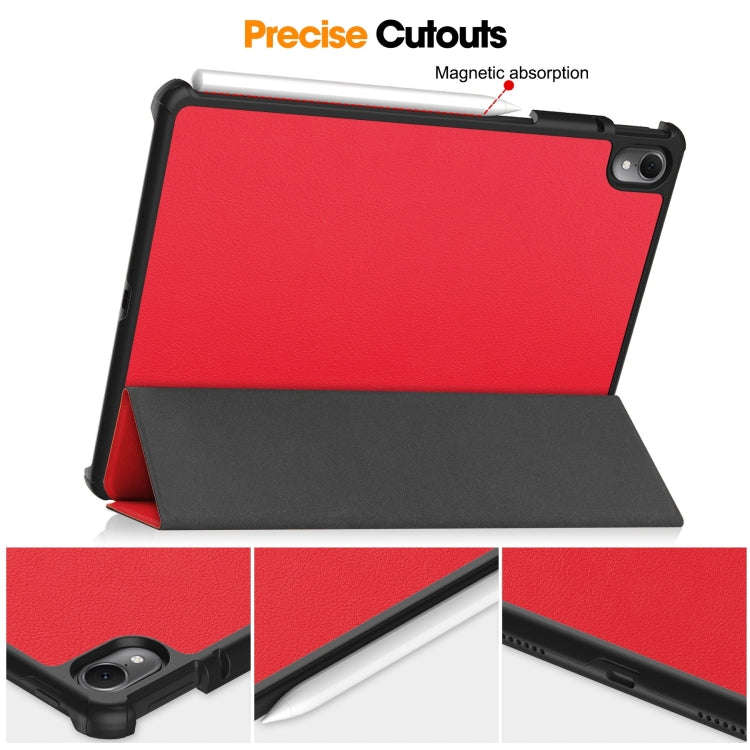 For Huawei Matepad Air Custer Pure Color 3-Fold Holder Smart Leather Tablet Case(Red)
