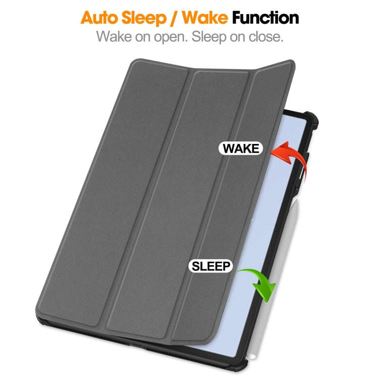 For Huawei Matepad Air Custer Pure Color 3-Fold Holder Smart Leather Tablet Case(Grey)