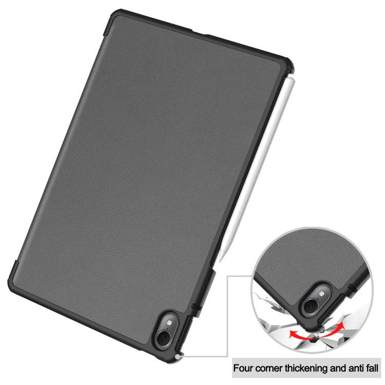 For Huawei Matepad Air Custer Pure Color 3-Fold Holder Smart Leather Tablet Case(Grey)